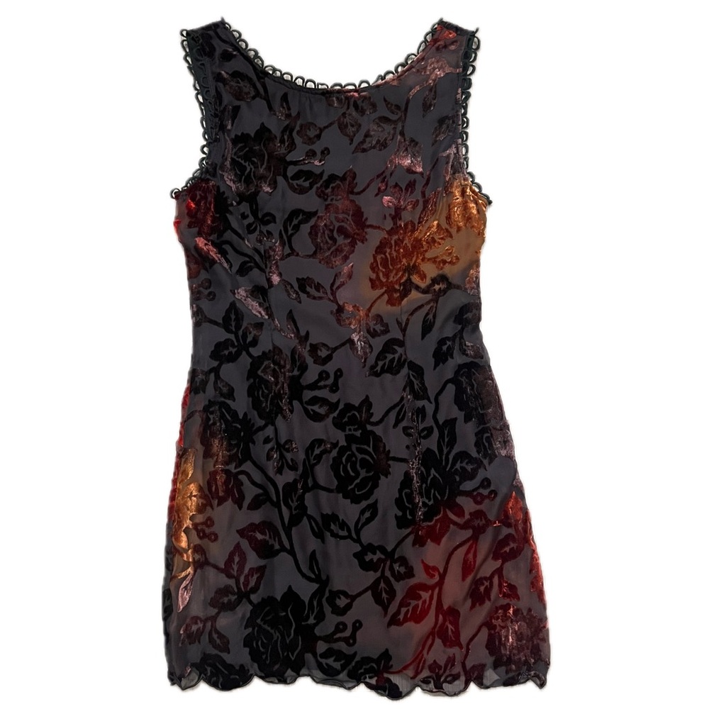Velvet floral sheer mini dress boutique zipper fall cocktail going out